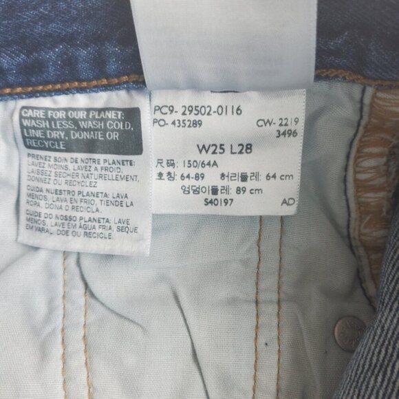 Levi's 501 Distressed Button Fly Blue Jeans Size 25 x 28 - Picture 9 of 9